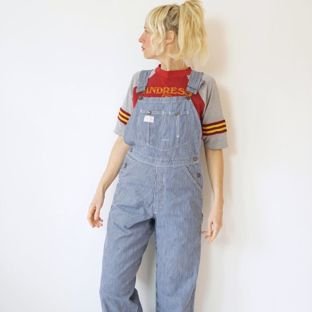 Vintage Hickory Stripe Smiths Overalls 28" W